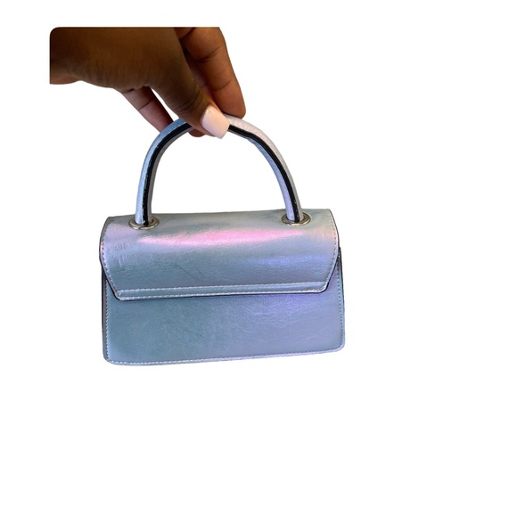 ALDO Holographic Flap-Over Shoulder Bag rhinestone silver bow retro small bag - Picture 6 of 6